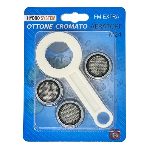 Aeratore Di Ricambio In Ottone Cromato Con Chiave Per Rubinetti Mm24X1 - Con Chiavino- Confezione 3 Pezzi Cilvani