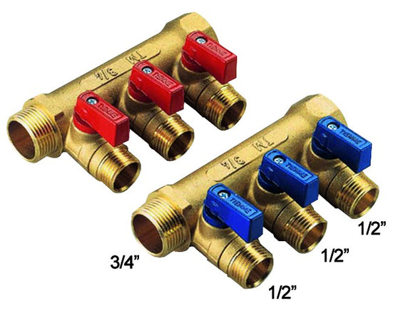 Collettore Lineare Per Sanitari In Ottone Modello Nino 1X1/2 2 Vie Tiemme Raccorderie Spa