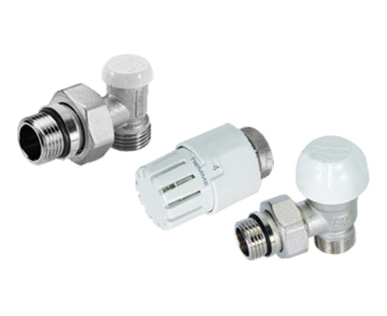 Kit 3 Pezzi Valvola/Detentore E Testa Termostatica 3/8G - 1/2X16 Tiemme Raccorderie Spa