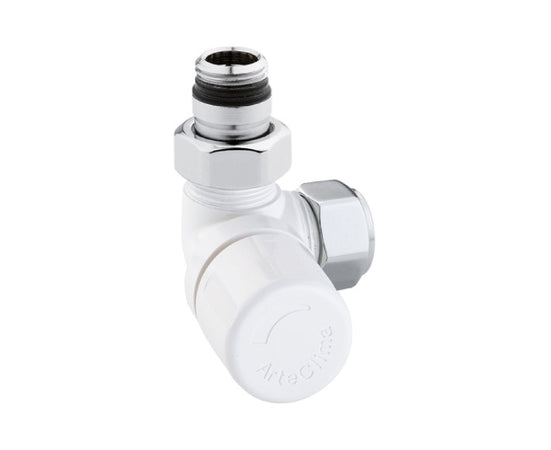 Valvola Per Radiatori Bianca Ad Angolo Attacco A Sinistra Termostatizzabile 3/8 Attacco Sinistra Arteclima S.R.L.