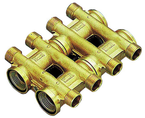 Collettore Complanare In Ottone Per Riscaldamento 3/4' 2X2 Tiemme Raccorderie Spa