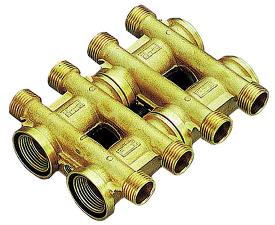 Collettore Complanare In Ottone Per Riscaldamento 3/4' 2X2 Tiemme Raccorderie Spa