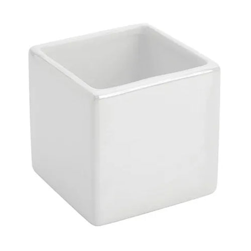 Portaspazzolini In Ceramica Modello Cuba Dim. Cm(Lxpxh):9,5X9,5X8,5 Bianco Idroweb