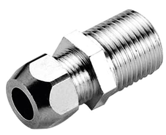 Raccordo Diritto Maschio A Tenuta Ptfe Per Tubo Rame Cromato Serie 6900 1/2X3/8 Ø10 Pettinaroli