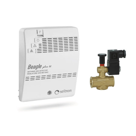 Kit Rilevatore Fughe Gas Con Elettrovalvola Normalmente Aperta Modello Beagle Metano 230 V - Normalmente Aperta. Seitron