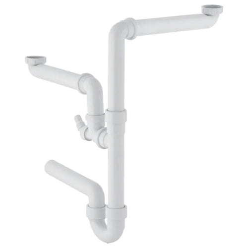 Sifone 2 Vie Senza Piletta Attacco Lavastoviglie Per Lavello In Acciaio 11/2X40 Geberit