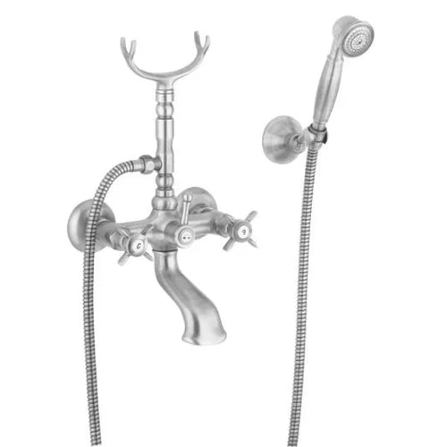 Gruppo Vasca Esterno Con Doccia Serie Orientes Cromato Con Attacco Duplex E Flessibile Mt 1,5 Rubinetterie Eurorama S.P.A.