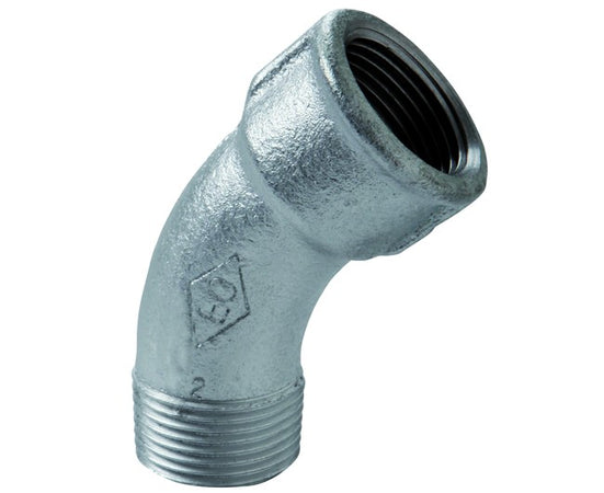 Raccordo Curvo 45 ° Maschio Femmina In Ghisa Malleabile Zincata 1 Georg Fisher