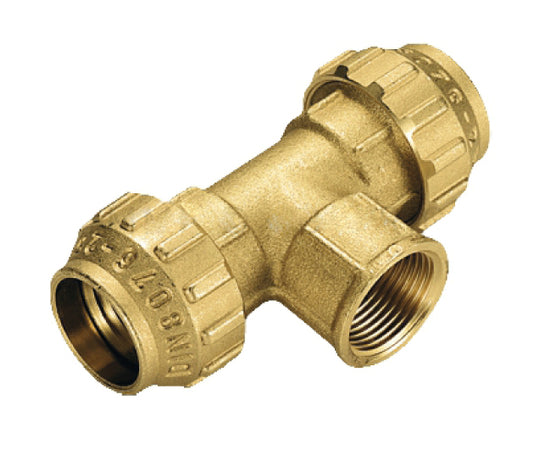 Raccordo In Ottone A Tee Femmina Ø20X1/2Xø20 Tiemme Raccorderie Spa