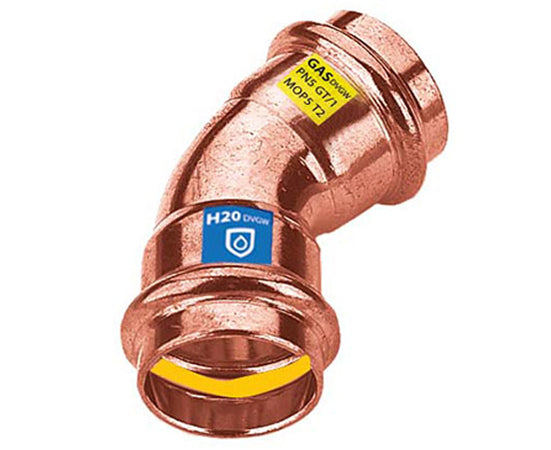 Raccordo Curvo Rame 45 ° A Pressare Femmina Femmina Serie Frabopress Kombi Ee ?35 Fra-Bo Spa