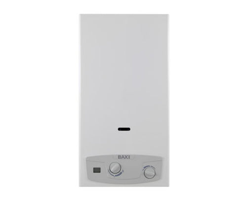 Scaldabagno A Gas Tiraggio Naturale Modello Acquaproject Blue Lt 11 Met 19,4 Kw Baxi Spa