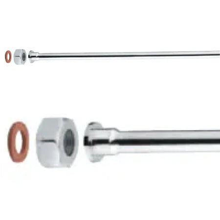 Cannetta Cromata Rigida Con Cartella E Dado In Rame Ricotto Cromato 1/2Ø10 Mm 400