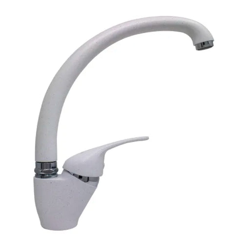 Rubinetto Miscelatore Monocomando Per Lavello Canna Alta Granito Bianco 3/8 Porta & Bini Rubinetterie Snc