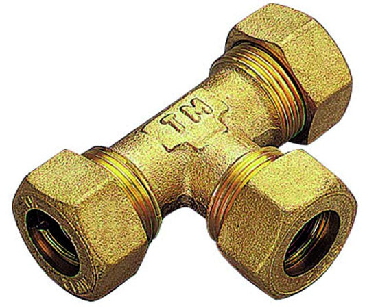 Raccordo A T Intermedio Con Tenuta O-Ring Per Tubo Rame Modello 1300 Ø10 Tiemme Raccorderie Spa