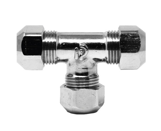 Raccordo A T Femmina A Tenuta Ptfe Per Tubo Rame Cromato Serie 6900 Ø12 X Ø12 X Ø12 Pettinaroli
