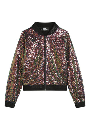 KARL LAGERFELD Bomber Bambina Karl Lagerfeld con paillettes ricamate da bambino