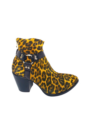 ROCCO P Scarpe Donna Rocco P Stivaletto con tacco leopardato-Chiusura a cerniera nel retro caviglia-Accessorio anello laterale da donna
