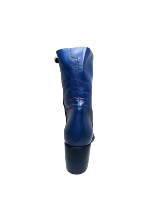 ROCCO P Scarpe Donna Rocco P Stivaletto con tacco basso- Chiusura con cerniera-In pelle liscia blu. da donna