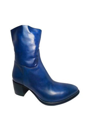 ROCCO P Scarpe Donna Rocco P Stivaletto con tacco basso- Chiusura con cerniera-In pelle liscia blu. da donna