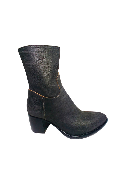 ROCCO P Scarpe Donna Rocco P Stivaletto con tacco basso- Chiusura con cerniera-In pelle liscia nero opaca da donna