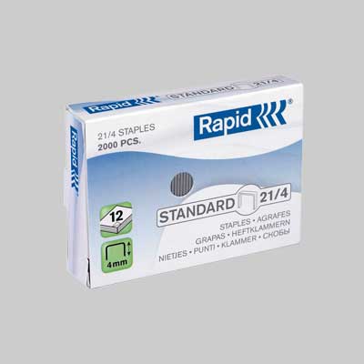 Punti Per Cucitrice '21/4' Per Codice 0496002 - H. 4 Mm - Confezione 2000 Pezzi - Rapid