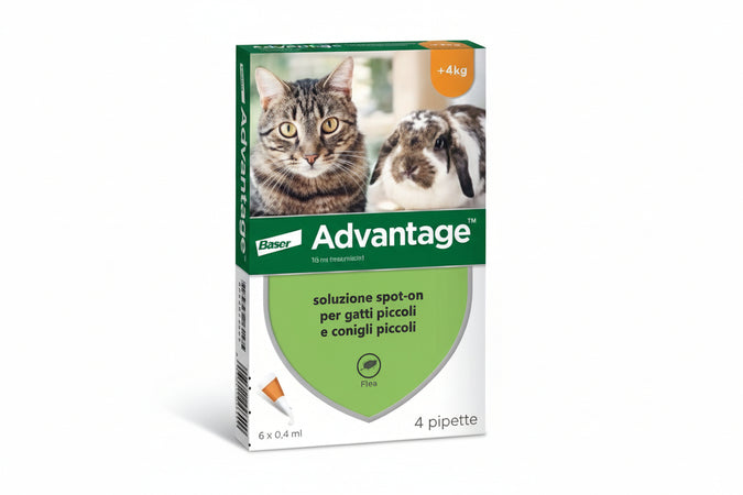 Antiparassitario Advantage Per Gatti E Conigli Fino A Kg.4 In Conf. Da 4 Pipette Spoton Advantage
