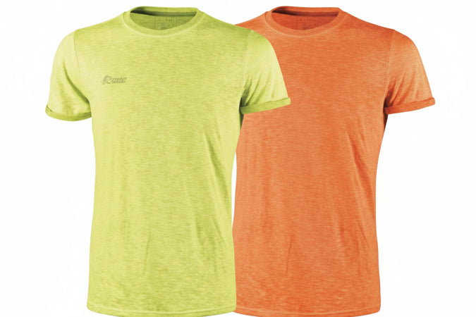 T-Shirt Fluo Manica Corta- - Tg.M - Yellow - 100% Cotone - 3 Pezzi U-Power