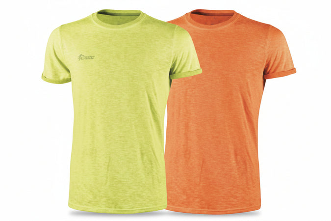 T-Shirt Fluo Manica Corta- - Tg.L - Yellow - 100% Cotone - 3 Pezzi U-Power