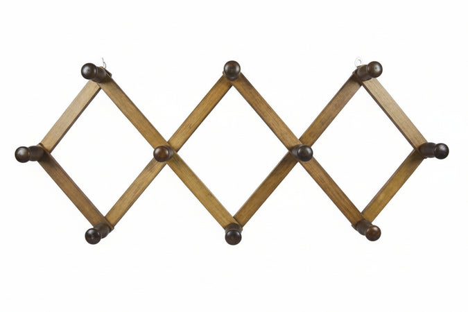 Appendiabiti Estensibile In Legno 10 Posti Noce Cm.32X79