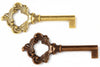 Chiavi Per Mobili Barocco In Zama- - Mm.74 Lunghezza Gambo Mm.35 - Oro Lucido - 5 Pezzi