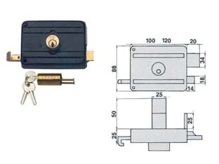 Serratura Da Portoncino Catenaccio E Scr. Doppio Cilindro Fisso 210Dcf Mm.50 (210/Dcf) Icsa