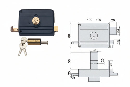 Serratura Da Portoncino Catenaccio E Scr. Doppio Cilindro Fisso 210Dcf Mm.50 (210/Dcf) Icsa