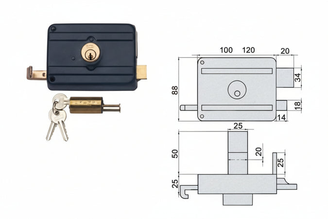 Serratura Da Portoncino Catenaccio E Scr. Doppio Cilindro Fisso 210Dcf Mm.50 (210/Dcf) Icsa