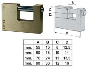 Lucchetto Rettangolare In Ottone City P740 Mm.60 (P74060187) Iseo