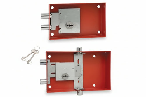 Serratura Con Chiave A Doppia Mappa Per Cassaforte X Mod.803A 4 Pist. Lat. Vert. Mm.230X146X43 Stark