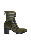 ROCCO P Scarpe Donna Rocco P Stivaletto in camoscio verde-dettaglio otto cinturini e tacco basso squadrato da donna