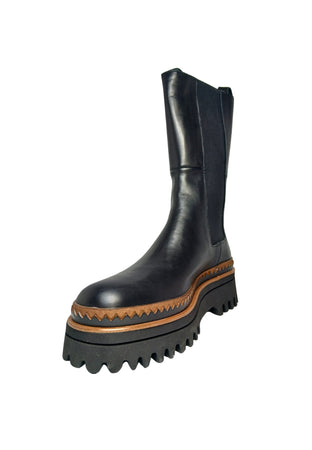 TRE EMME Scarpe Donna Tre Emme Stivaletto in pelle-Suola carrarmato-Senza tacco-Punta tonda da donna