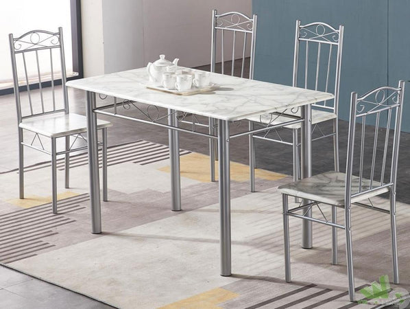 SET TAVOLO RETTANGOLARE 120X70Xh75 CM+ 4 SEDIE MDF COLORE LEGNO O MARMO