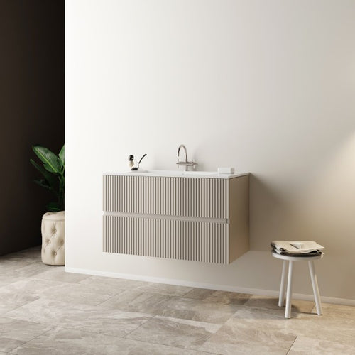 Mobile Bagno Sospeso Modello Sophia 80Cm Base Sospesa -Lavabo - Cashmere -Specchio Escluso Mobo