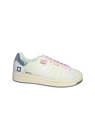 D.A.T.E. Scarpe Donna DATE Base Nylon White. Punta tonda- Chiusura con lacci rosa da donna