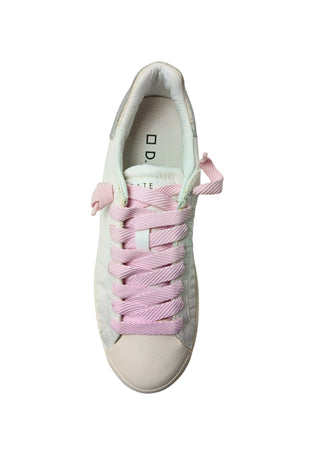 D.A.T.E. Scarpe Donna DATE Base Nylon White. Punta tonda- Chiusura con lacci rosa da donna