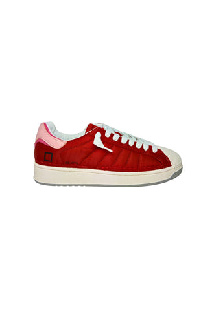 D.A.T.E. Scarpe Donna DATE Base Nylon Red. Punta tonda- Chiusura con lacci bianchi da donna