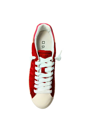 D.A.T.E. Scarpe Donna DATE Base Nylon Red. Punta tonda- Chiusura con lacci bianchi da donna