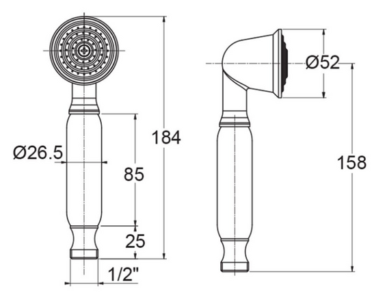 Doccetta Bianca In Ottone E Ceramica Stile Retrò Finitura Cromo Anticalcare Violetta Dc 5000 Sphera