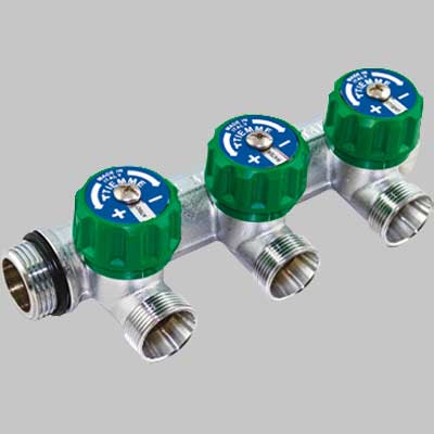 Collettore Con Rubinetti D'Arresto Maxima Corner 3 Vie 3/4 24 X 19 Tiemme
