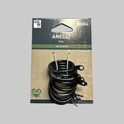 Anelli Per Scorritenda A Strappo Ø 40X32, Col. Nero/Argento - Conf. 10 Pezzi