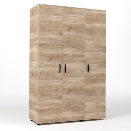 Kit Armadio Moderno Grande in Legno con 3 Ante 4 Ripiani Asta cm 120x52x205H