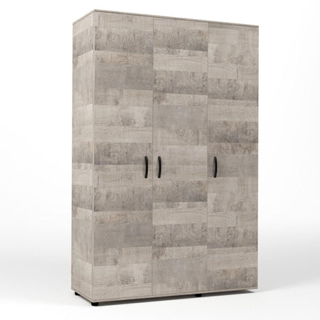 Kit Armadio Moderno Grande in Legno con 3 Ante 4 Ripiani Asta cm 120x52x205H