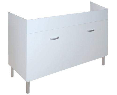 Mobile Sottolavello Cucina In Legno Nobilitato Bianco Per Lavelli In Porcellana - Dimensioni: Cm (Lxhxp)= 117X66X50
