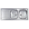 Lavello Cucina Da Incasso In Acciaio Inox 2 Vasche Con Gocciolatoio Modello Mondial - Cm.116X50 Vasca Destra - Profondità Vasca: 15 Cm - Hid